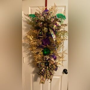 Festive Gold and Purple Holiday Wreath